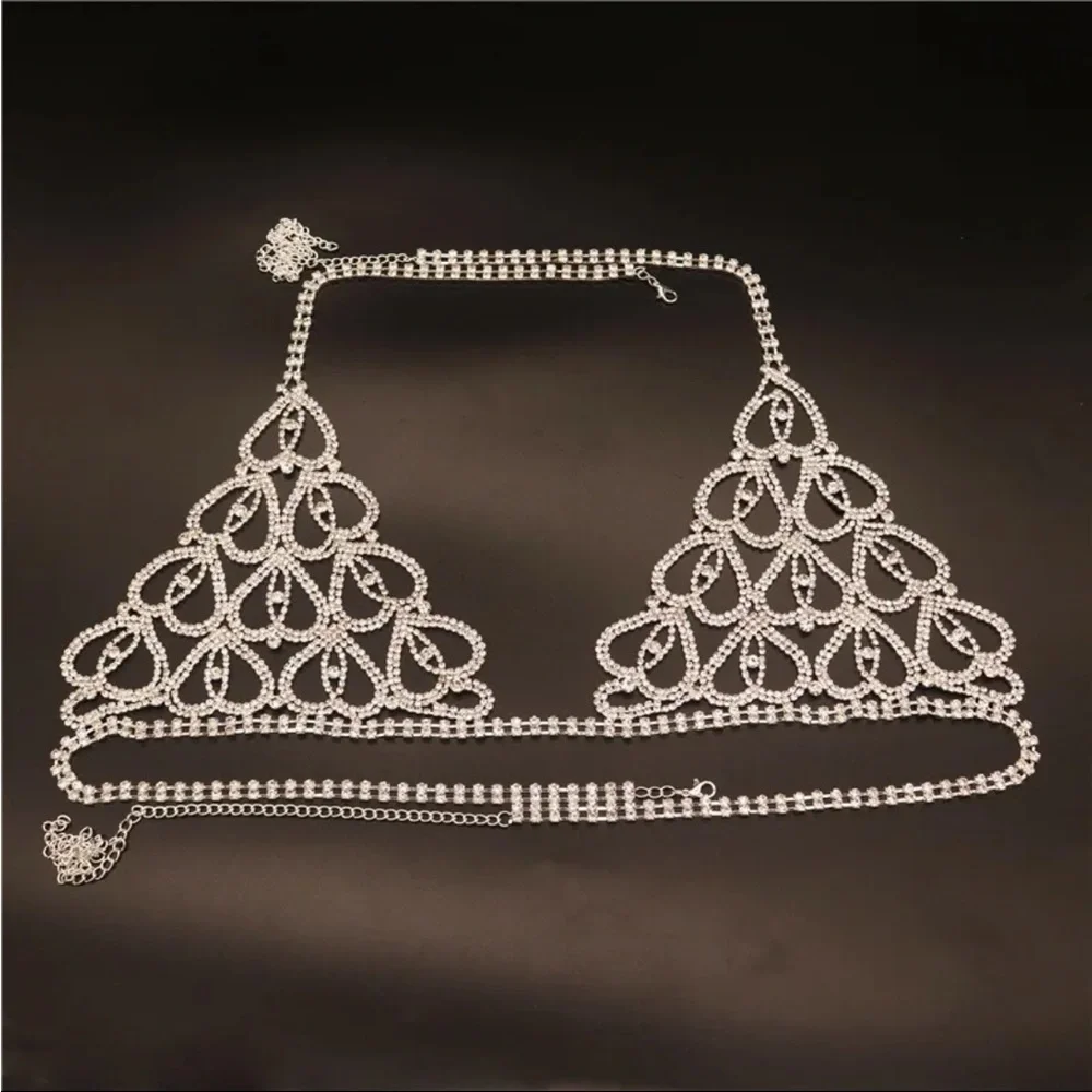 (Last 1) Boho Rhinestone body bra and thong body jewelry - Picture 4 of 10